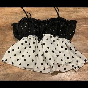 Ruffled polkadot tank blouse